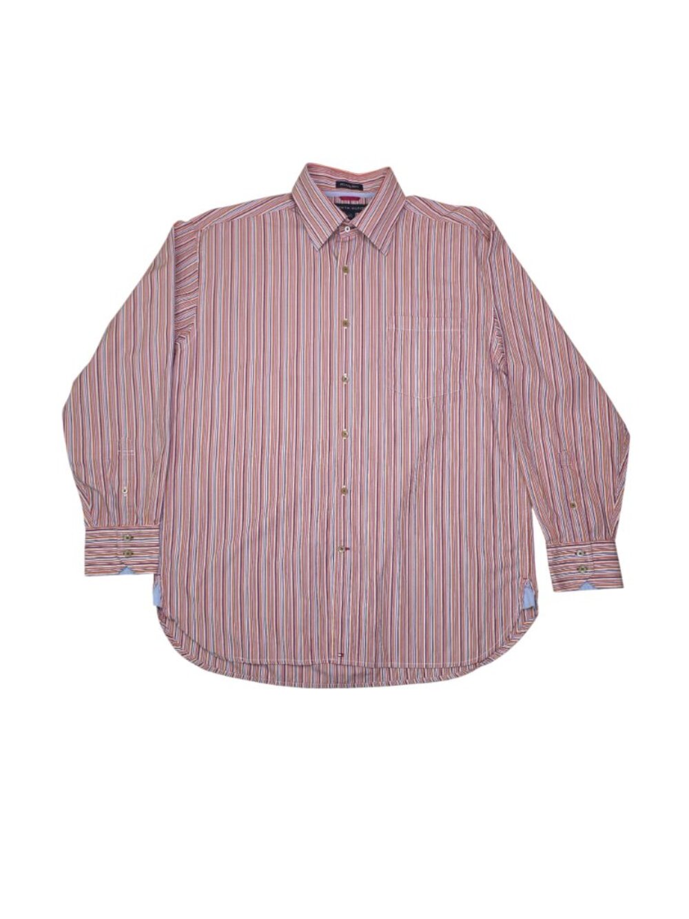 Tommy Hilfiger Mens Long Sleeve Striped Button-Up Shirt Large Cotton Multicolor - Picture 9 of 9